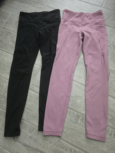 Girls Lot of 2 Athleta Girl Stash Your Treasure Tight Leggings Black and Dusty P
