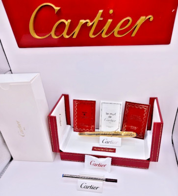 *** Pasha de Cartier / Roller ball Gold Pen Complete With Both Boxes Refill ***