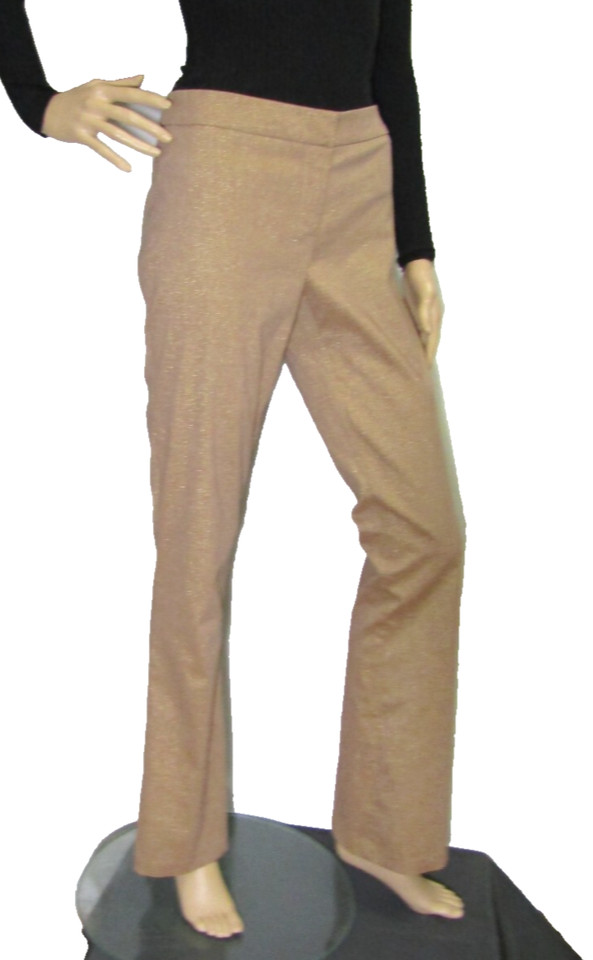 SPORTSGIRL sz 12 shimmery stretch PANTS dull peach mid rise flared retro style