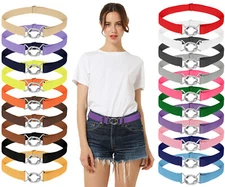 Falari Women Stretch Belt Adjustable Web Metal Buckle All Occasion Dress Belt