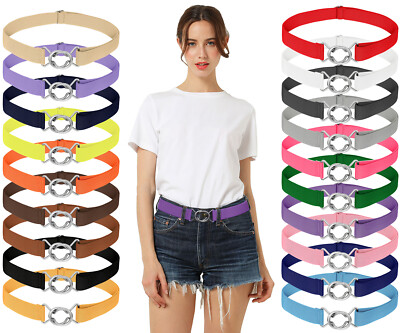 #ad Falari Women Stretch Belt Adjustable Web Metal Buckle All Occasion Dress Belt $8.99