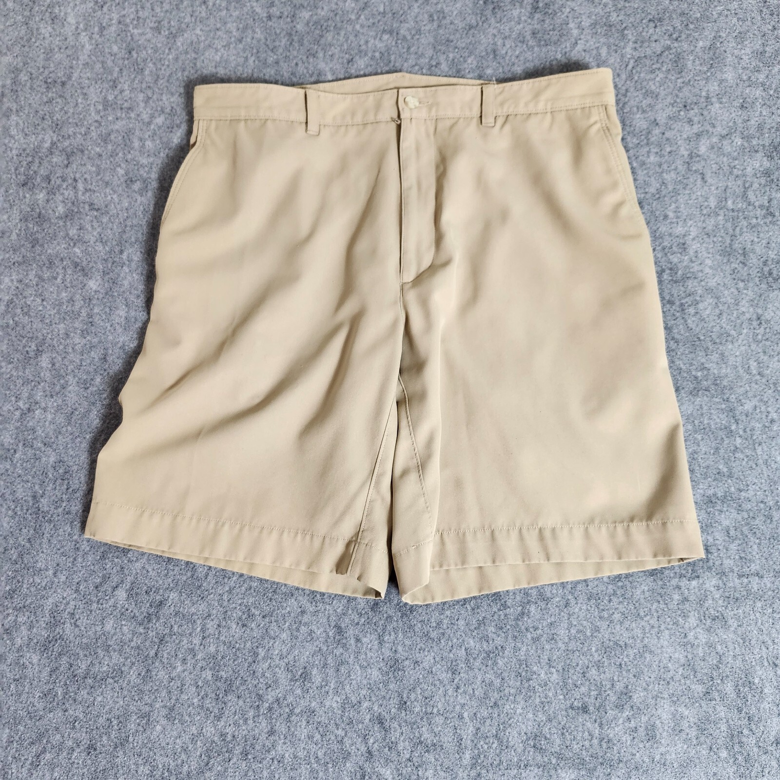 PGA Tour Men's Golf Shorts Chino Flat Front 100% Polyester Tan