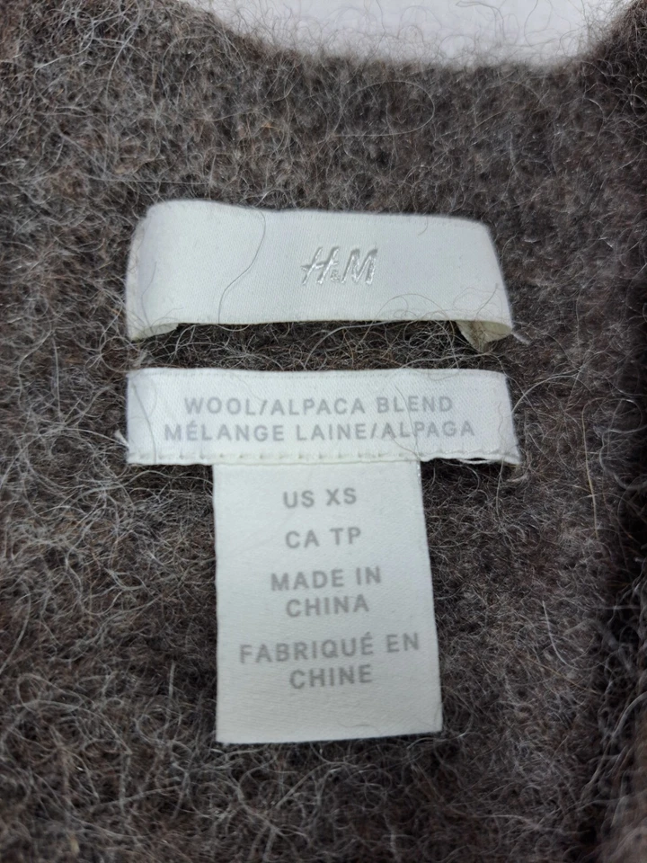 Cárdigan H&M Frente Abierto Mujer Extra Pequeño Mezcla Lana Alpaca Manga Larga Foto 3 de 4