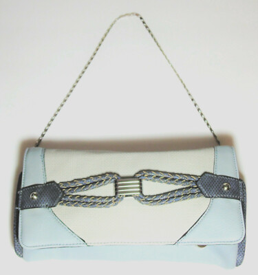 Jennifer Lopez Glacier Blue Gray HANDBAG CLUTCH + CHAIN Shoulder Purse 12x6 JLO!