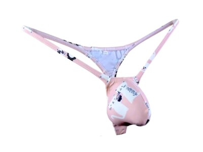 Male thong supersexy sm cute design pink cute cats pattern big comfy