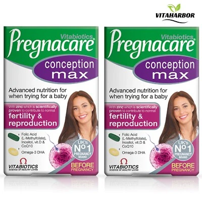 2 × Vitabiotics Pregnacare Conception Max Tabletten - 84 Tabletten UK Neu Ablaufdatum 1/28
