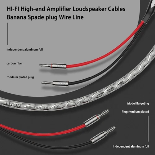 Par de cables de altavoz enchapados en plata 6N OCC enchufe banana y cable de altavoz de audio HiFi - Imagen 8 de 17