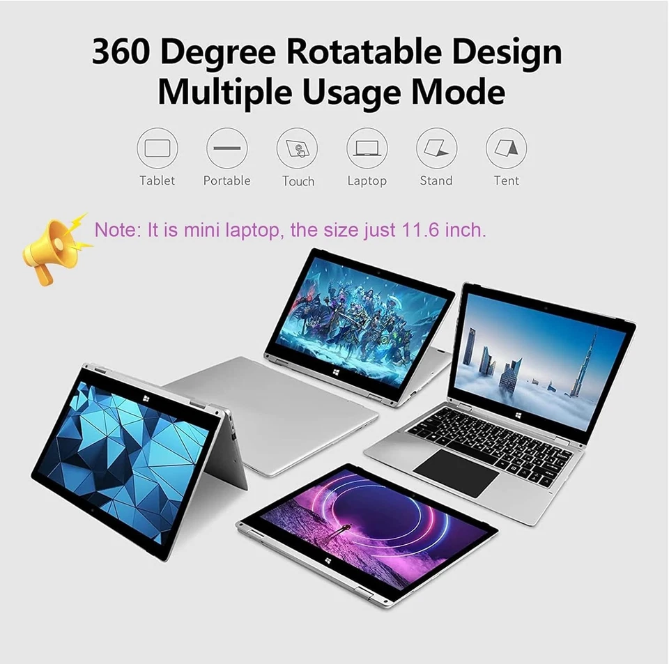 Convertible 2-in-1 Laptop, 256GB SSD, 4GB RAM - Image 4 of 4