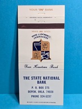 Vintage Matchbook Cover STATE NATIONAL BANK Depew Oklahoma OK Universal Match Co