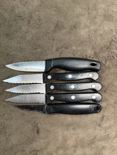Pairing Knife Lot All Stainless Steel Black Plastic Handles