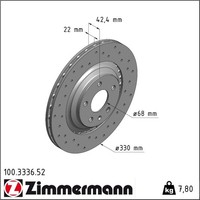 2X Zimmermann 100.3336.52 Bremsscheibe FüR Audi A6 C6 A7 A8 4GA 4GF 4F2 4F5 4FH