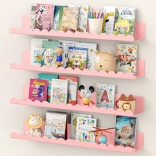 Floating Shelves for Wall, 23 Inch Metal Nursery Book Shelves 4 23 inch Pink