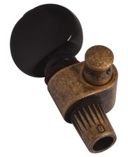 P131RB Deluxe Geared Antique Banjo Tuner Rustic Brass Black Button 5th Peg