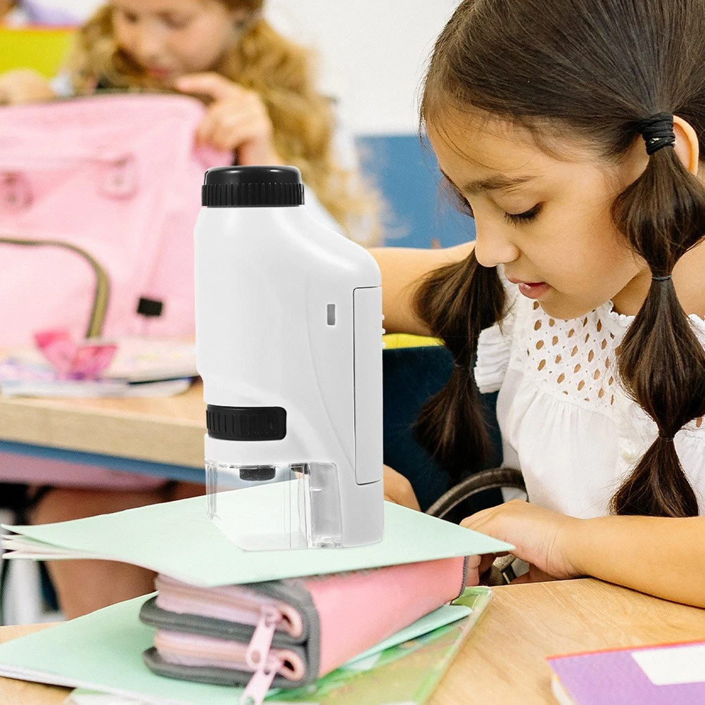 Portable Student Microscope White Plastic Educational Science Tool