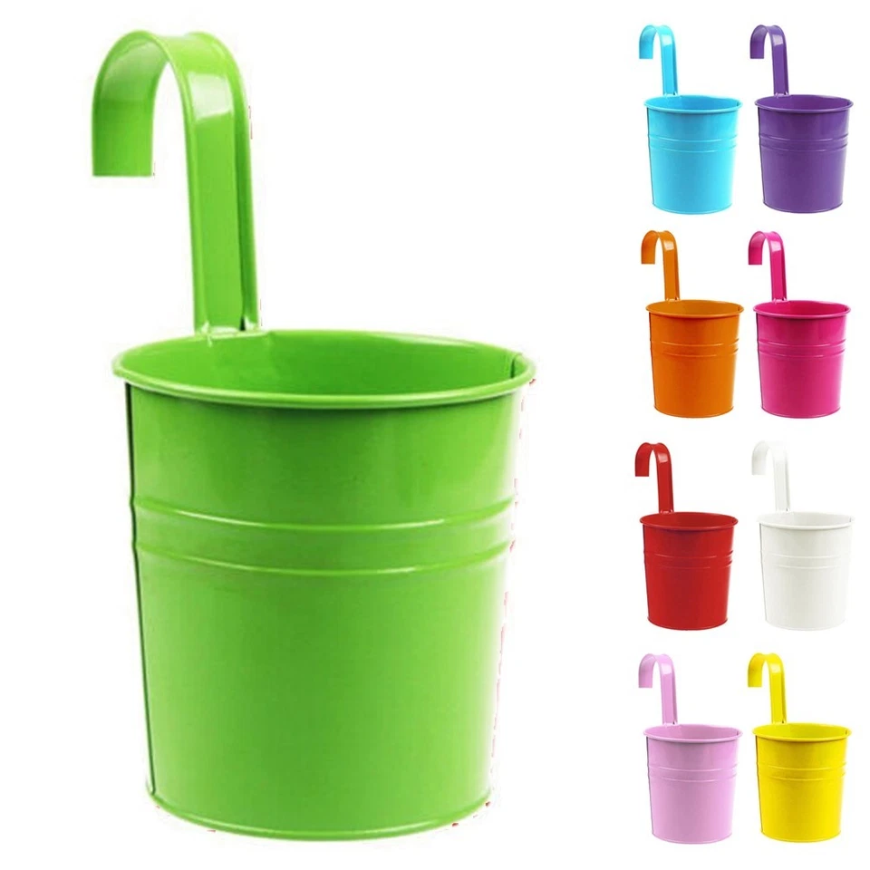 Eisen Blumentopf mit Haken Wandbehang Blechkorb für drinnen draußen - Bild 4 von 4