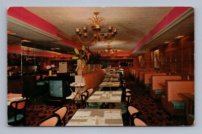 Vintage Green Mill Cafe Interior Dining Room Gold Chandeliers 1950