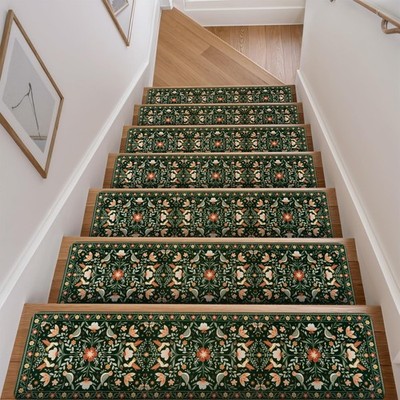 Floral Stair Treads Non-Slip Stair Runner for Wooden Steps Indoor 15PCS 30x8 ...