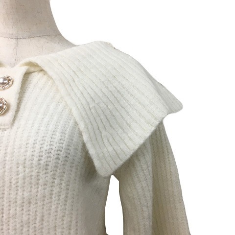 WILLSELECTION White Knit Sweater Pullover Big Col… - image 2