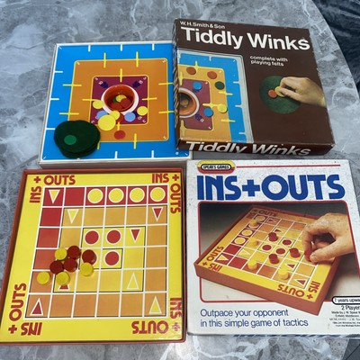 4 Spieler traditionelles Tiddly Winks Spiel & In & Outs Konvolut 