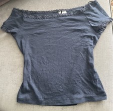 H&M lace trim boat neck tee