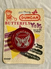 VINTAGE DUNCAN RED BUTTERFLY ON TRIANGLE YO-YO In Box With Trick Sheet 3058NP