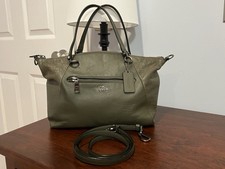 COACH Prairie Satchel Crossbody Olive Green Pebble Leather Bag 🫒Read