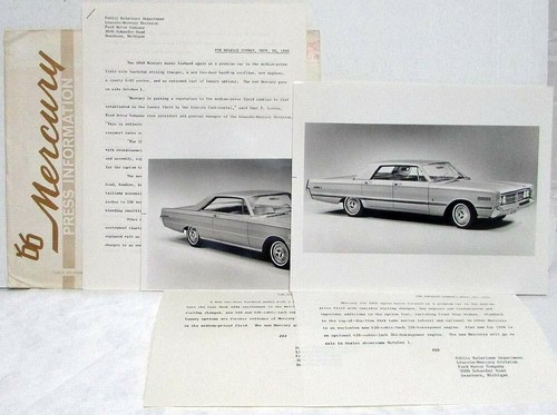 1966 Mercury Product News Media Info Press Kit in Envelope - Marauder Park Lane