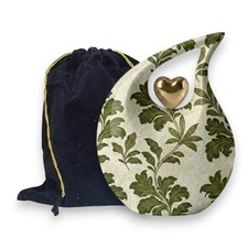 Green Botanical Leaf Teardrop Metal Cremation Urn Adult Human Ashes Love Ones
