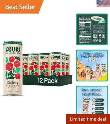 12-Pack of , Gluten-Free Zero Sugar Black Tea Raspberry Cans - Refreshing