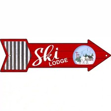 Ski Lodge Novelty Metal Arrow Sign