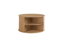 Image of Axel Round Fluted Coffee Table with Storage – Oak , Black & Walnut – Living Room