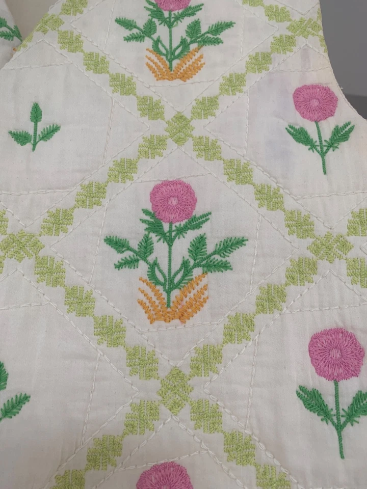 ZARA Womens Waistcoat Cream Floral Lightly Padded XS 10 HARDLY WORN - Image 2 of 3