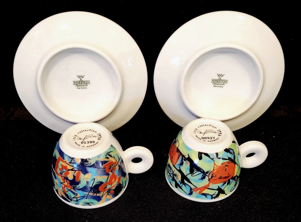 MITTERTEICH ILLY COLLECTION SET OF 6 ESPRESSO CUPS AND SAUCERS