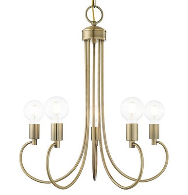 Livex Lighting 42925 Bari 5 Light 25''W Abstract Chandelier - Brass