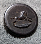 Vintage Antique Pressed Horn Carved Picture Button RUNNING HORSE — photo 2