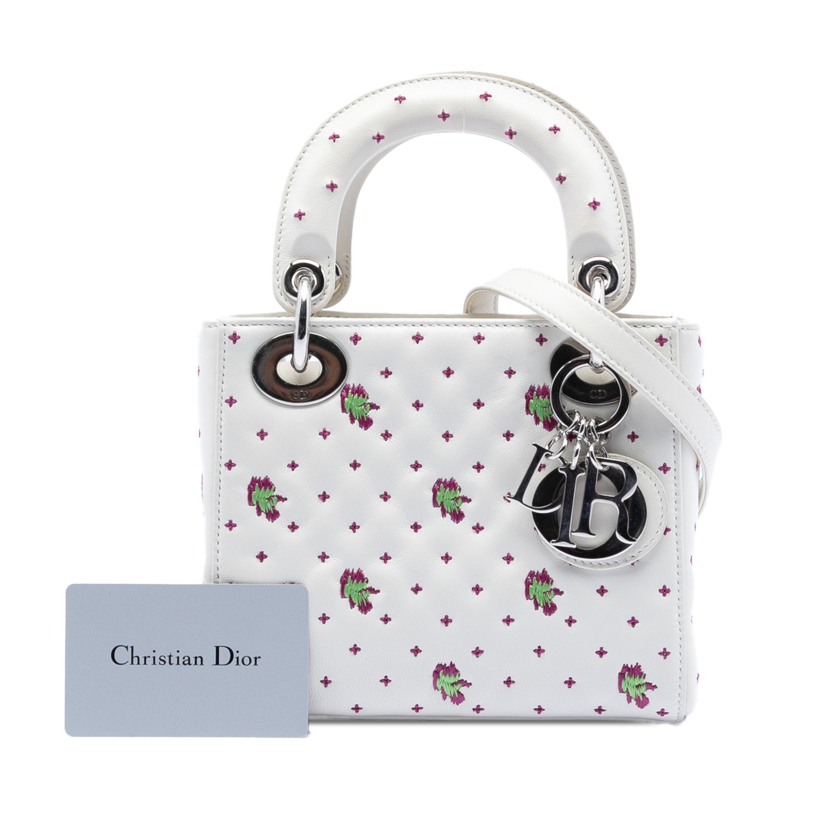 Authenticated Dior Mini Embroidered Calfskin Lady… - image 8