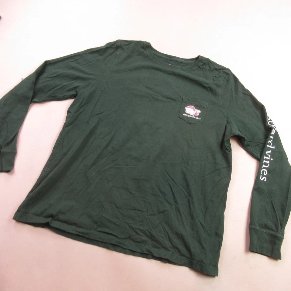 Vineyard Vines Shirt Womens XL Long Sleeve Crew Neck Green Lightweight Pocket - Image 2 of 4