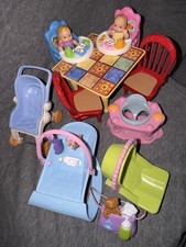 15  PC Fisher Price Loving Family Twin Time LOT W/2 Babies Nursery Furniture 