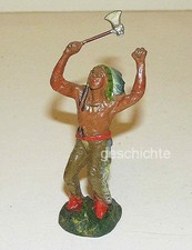 Wildwest, Indianerh&auml;uptling mit Axt, von Kugel getroffen, Elastolin, um 1935 !!!