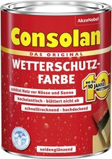 Consolan Wetterschutz-Farbe 2,5L wei&szlig; Au&szlig;en deckend Holzfarbe Holzschutzfarbe