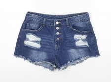 Damenjeans UK Gr&ouml;&szlig;e L Regular Fit Cut-Off Shorts
