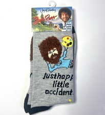 Bob Ross Happy Little Accident Socks Crew Novelty 3D Hair Joy of Painting NWT