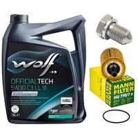 MotoröL Filter Set Wolf Oil 5W30 5 Liter + Schraube FüR Audi Seat Skoda Vw Polo