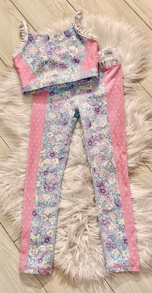 Matilda Jane 2 Piece Athletic Workout Outfit Crop Top Pants Girls 7 Years Pink