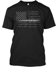 Corrections Officer Barbed Wire Flag - Tee T-Shirt Made in the USA Size S to 5XL