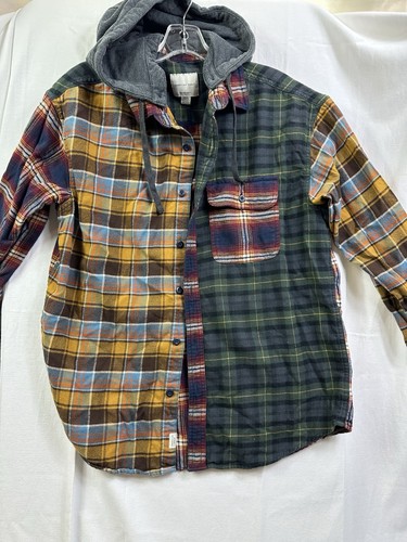 American Eagle Flannel Men’s Color Block Plaid Super Soft W/ Detachable Hood M - Picture 14 of 15