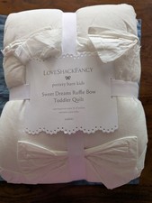 POTTERY BARN KIDS LoveShackFancy Sweet Dreams Ruffled Bow Toddler Quilt-White