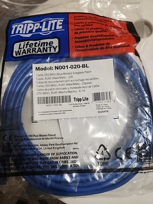 Tripp Lite Cat5e 350 MHz Snagless Molded (UTP) - (Rj-45 M/M), PoE, 20ft - Blue
