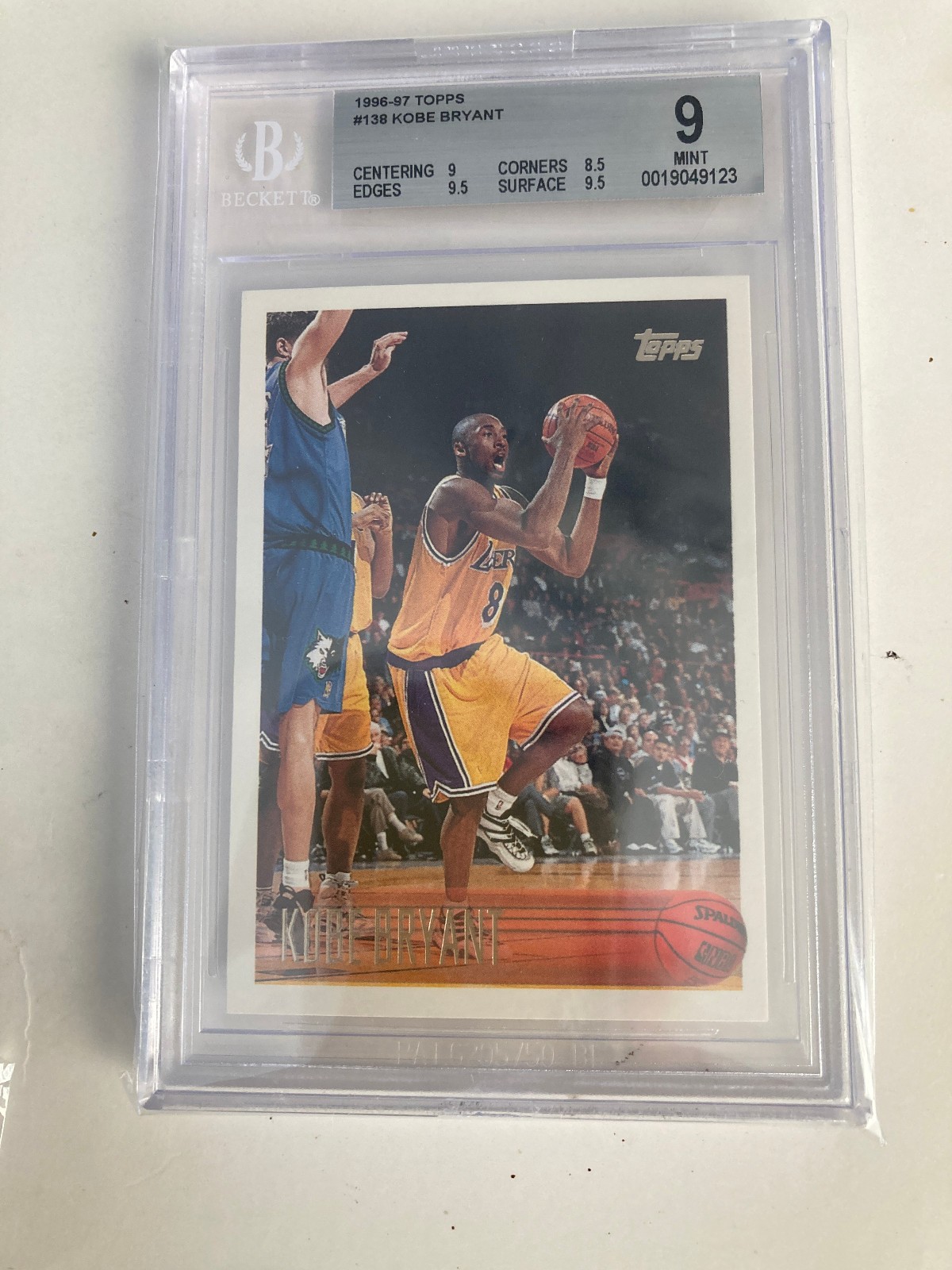 1996-97 Topps Kobe Bryant Rookie RC #138 BGS 9 Just Graded   9, 8.5, 9.5 9.5