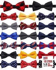 20 Pcs Boys Bow Ties Pre-tied Bow Ties Bulk with Adjustable Neck Band for